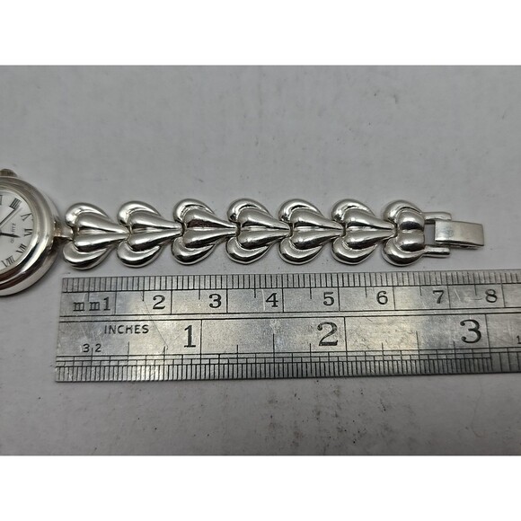 Vintage Gruen 925 Sterling Silver Heart Bracelet Quartz Watch Womens New Battery - Picture 8 of 11